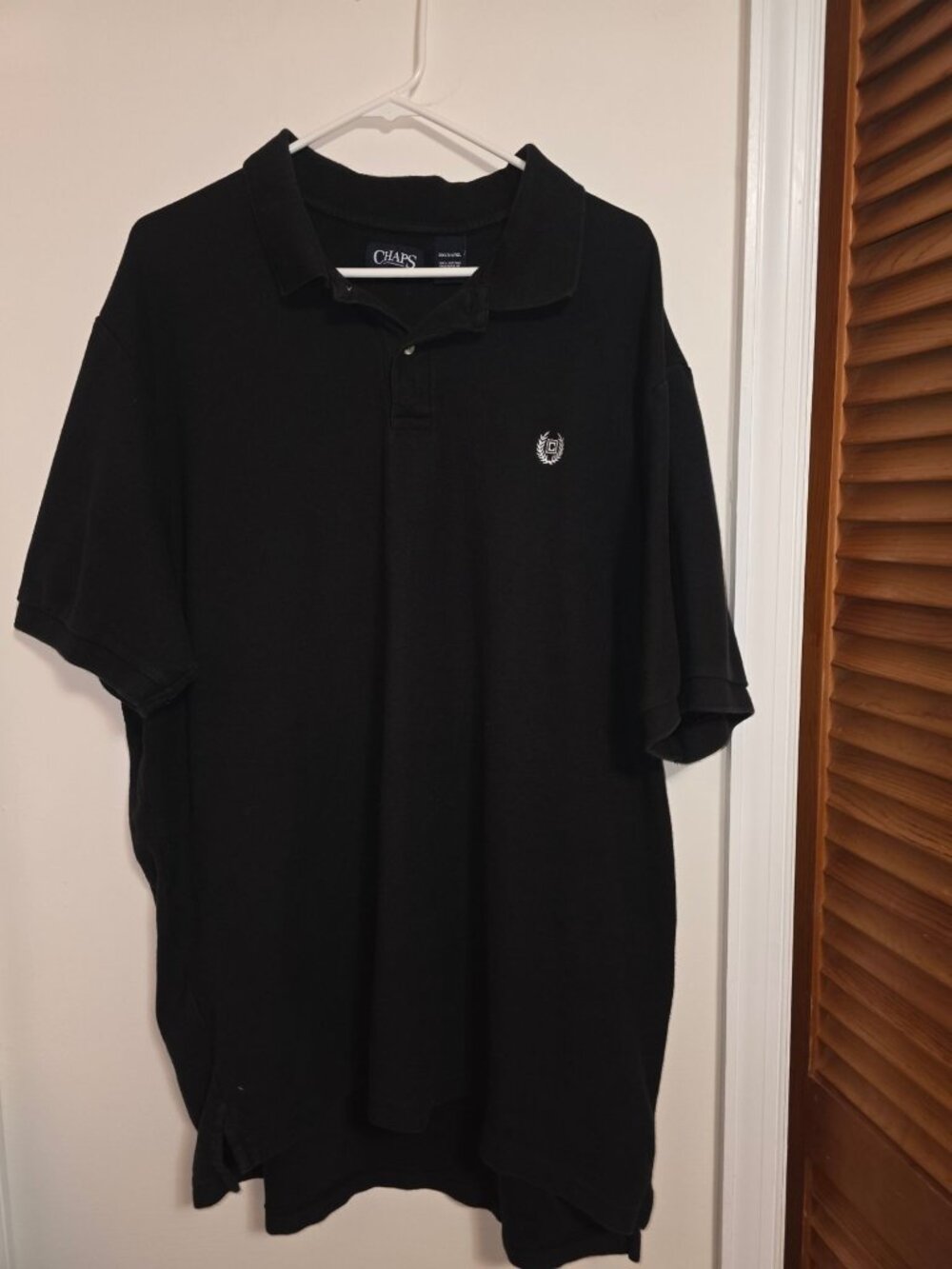 Chaps Mens Black Polo Shirt 3XLT Embroidered Logo 100% Cotton Short Sleeve